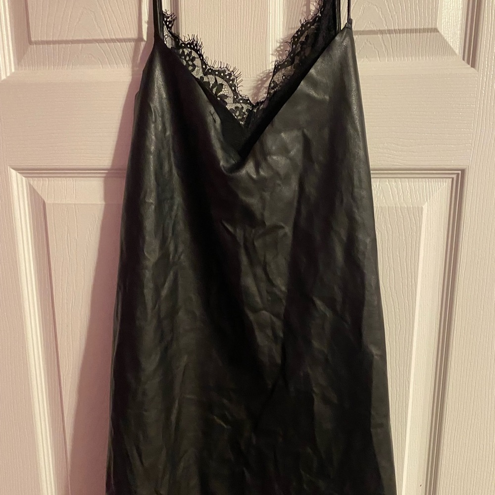 Faux leather lingerie dress